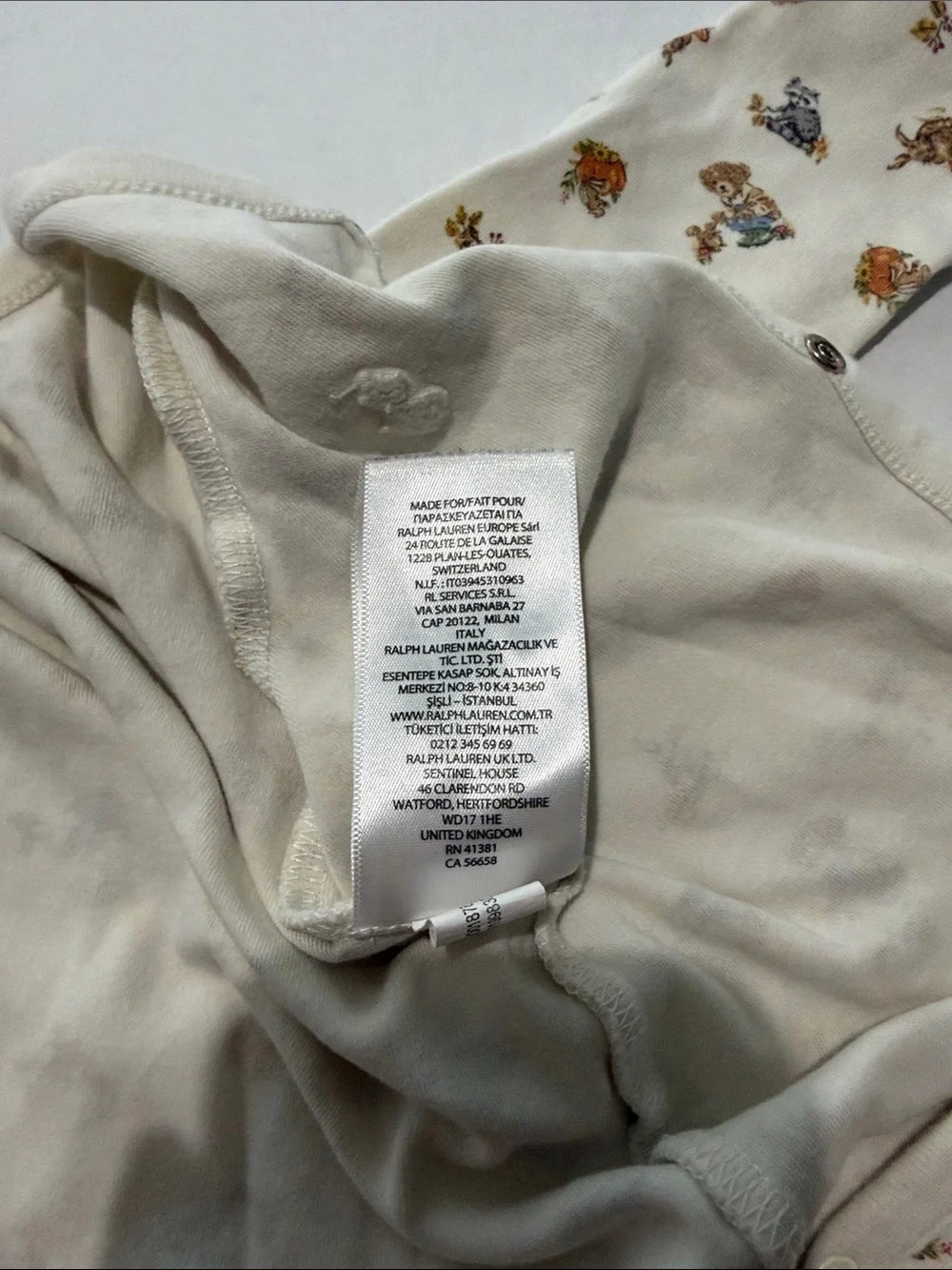 Ralph Lauren Baby 9M Polo Bear Cotton Footed Coverall SEE DESCRIPTION